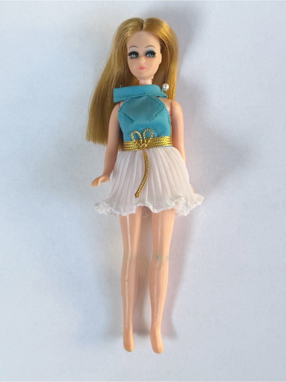 Vintage Topper Dawn Doll Hong Kong Blue White Dress 1970